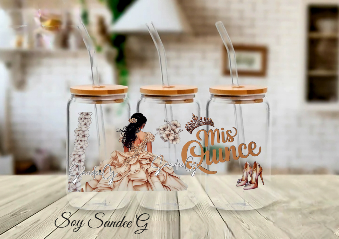 Mis Quince Beige - UVDTF Wrap for cups/hard surfaces sticker