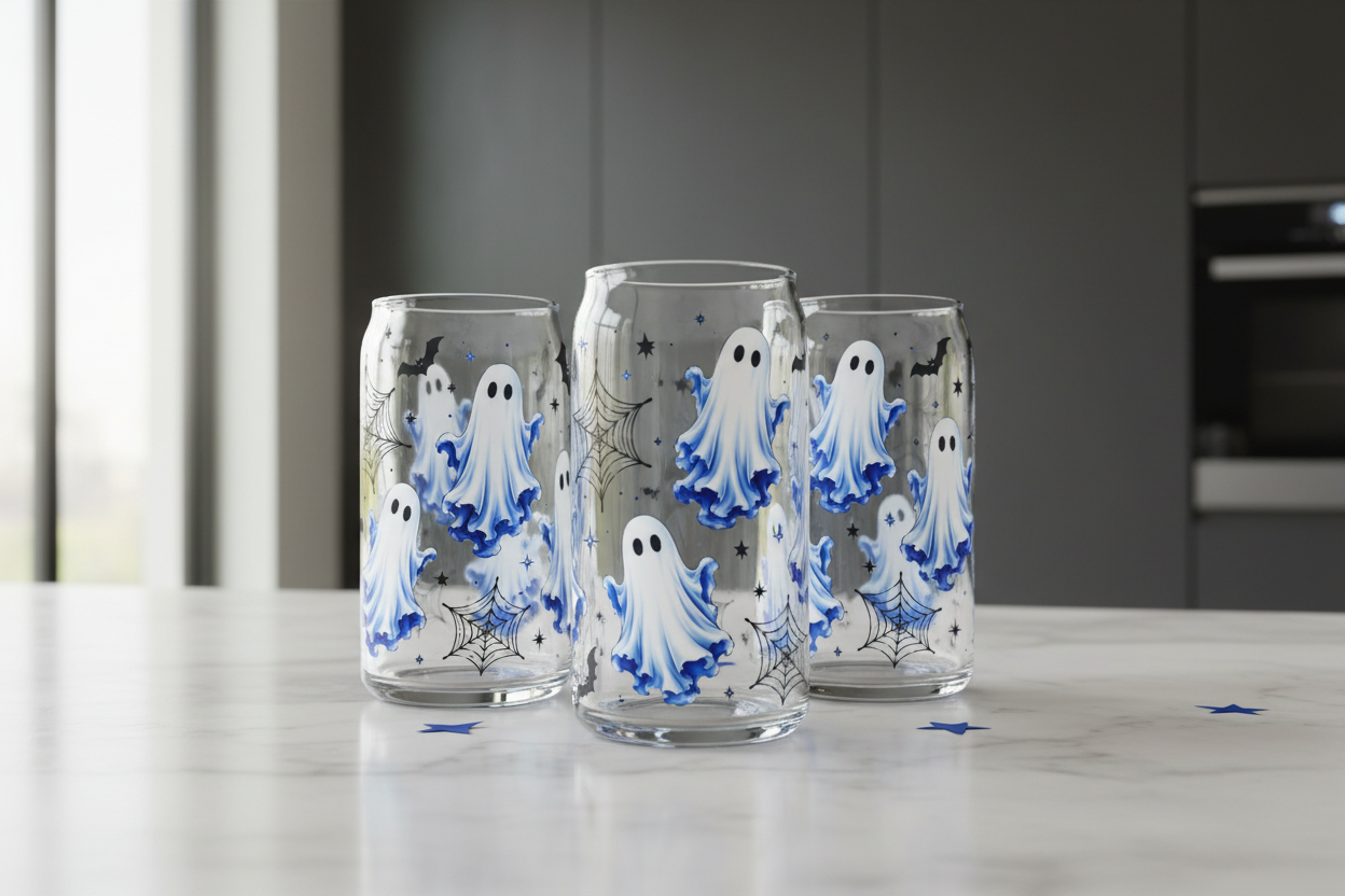 Blue Ghosts - UVDTF Wrap for cups/hard surfaces sticker