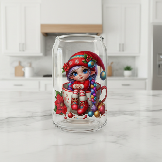Elf in a Christmas Mug #4 - UVDTF Decal for cups/hard surfaces sticker