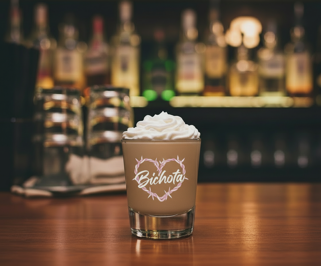 Bichota Shotglass Heart UVDTF Decal - Clear Background sticker