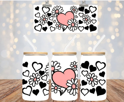 Manta UVDTF de corazones y margaritas