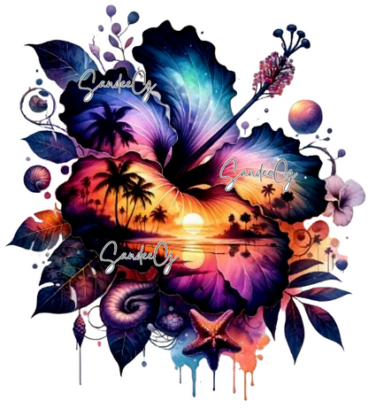 Hibiscus #6 - UVDTF Decal for cups/hard surfaces sticker