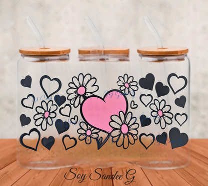 Manta UVDTF de corazones y margaritas