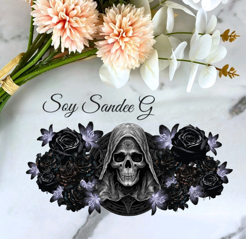 Gothic Skull &amp; Black Roses - UVDTF Wrap for cups/hard surfaces sticker