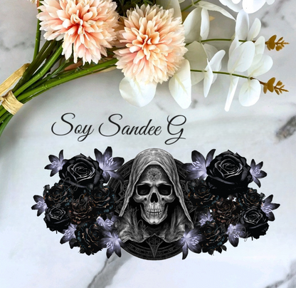 Gothic Skull &amp; Black Roses - UVDTF Wrap for cups/hard surfaces sticker