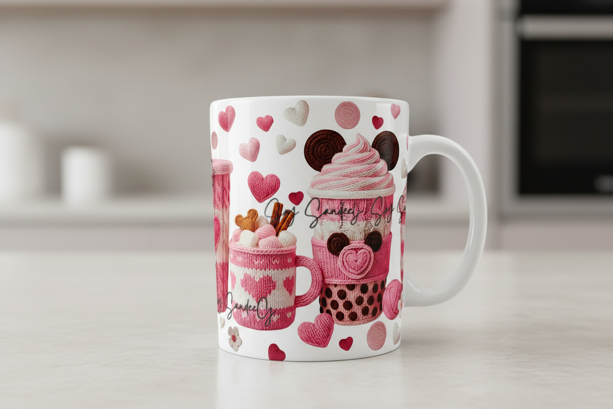 Pink Embroidered Cups- UVDTF Wrap for cups/hard surfaces sticker