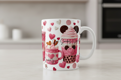 Pink Embroidered Cups- UVDTF Wrap for cups/hard surfaces sticker