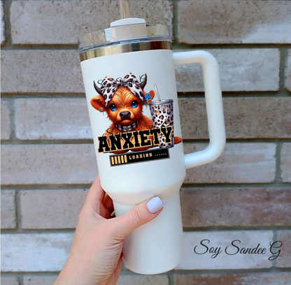 Calcomanía UVDTF de vaca ansiosa