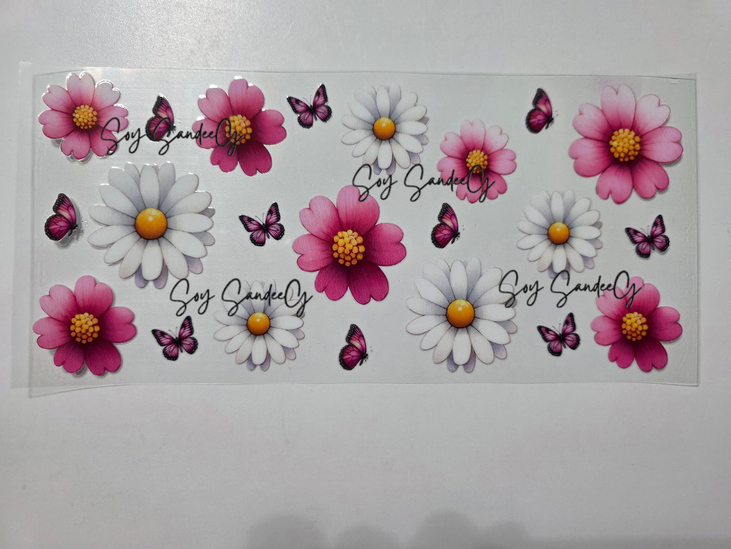 Pink & White Daisies - UVDTF Wrap for cups/hard surfaces sticker