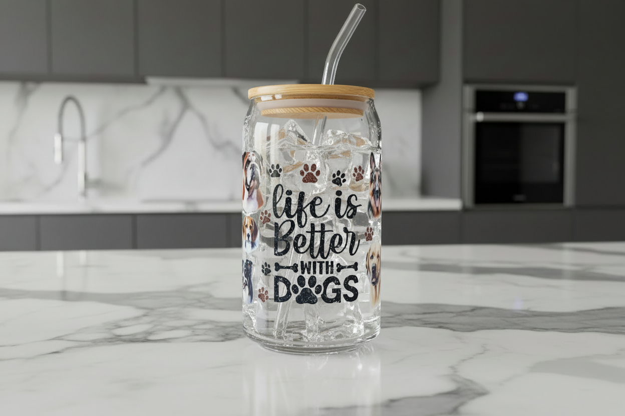 Life is Better with Dogs #5 - UVDTF Wrap for cups/hard surfaces sticker