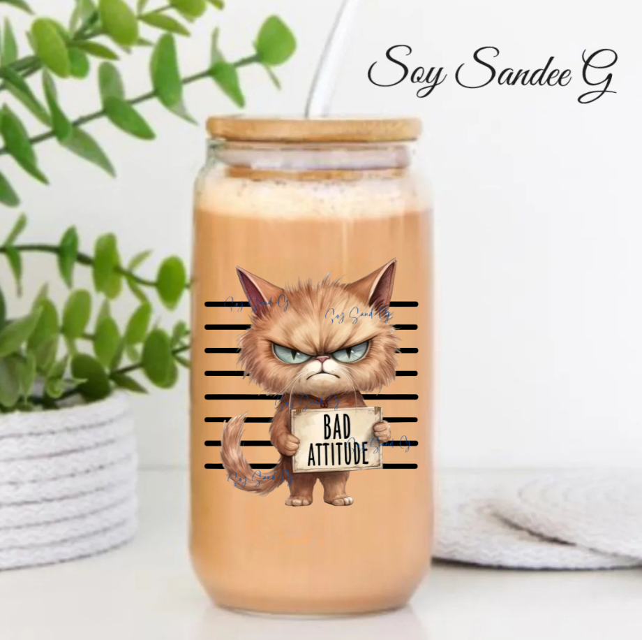 Bad Attitude Kitty - UVDTF Decal for cups/hard surfaces sticker