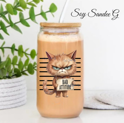 Bad Attitude Kitty - UVDTF Decal for cups/hard surfaces sticker