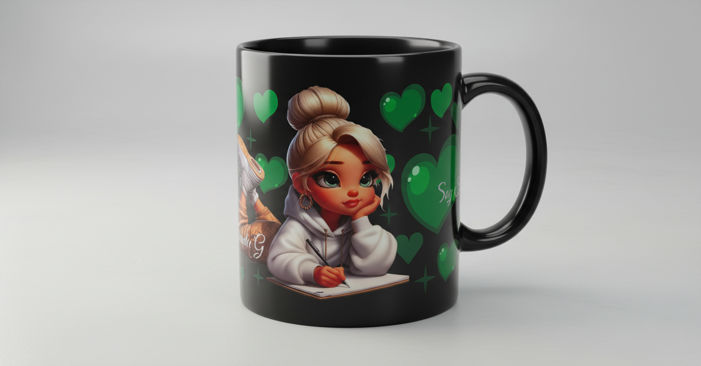 Green Writing Cutie - UVDTF Wrap for cups/hard surfaces sticker