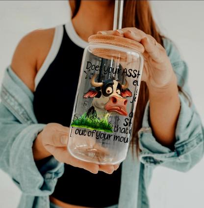 Does Your Asshole Ever Get Jealous Cow - UVDTF Decal for cups/hard surfaces sticker