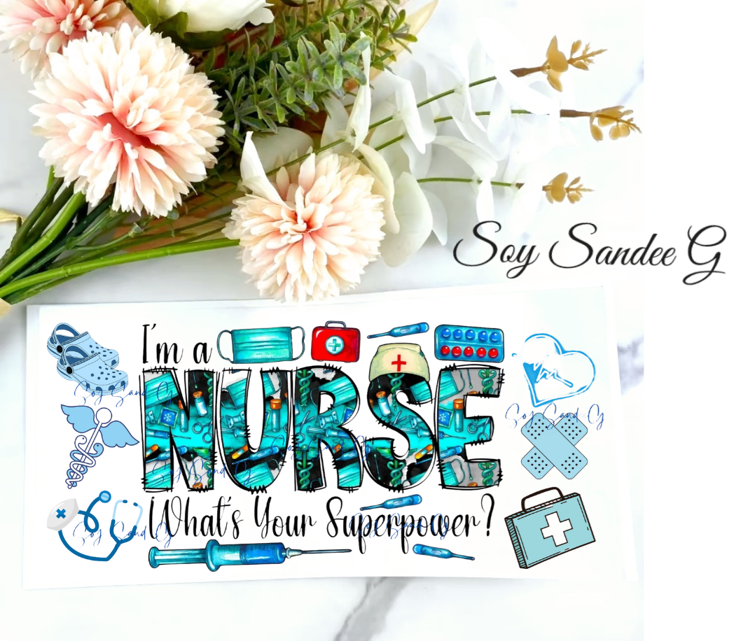 Envoltura UVDTF de enfermera azul