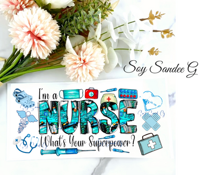 Envoltura UVDTF de enfermera azul