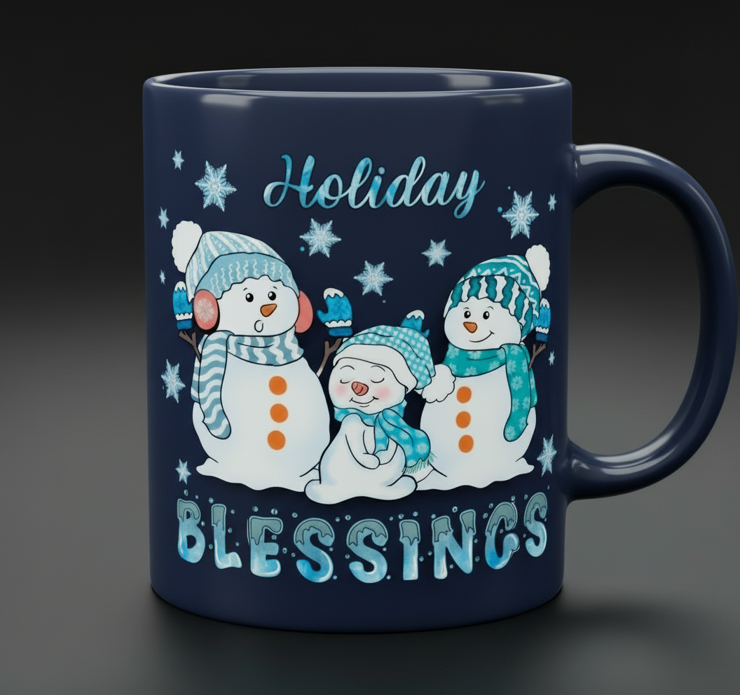 Holiday Blessings Snowmen - UVDTF Decal for cups/hard surfaces sticker