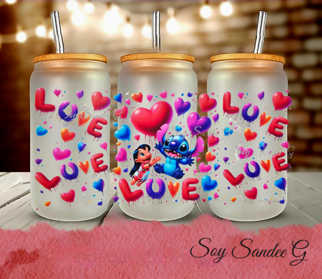 Lilo & Stich Hearts - UVDTF Wrap for cups/hard surfaces sticker