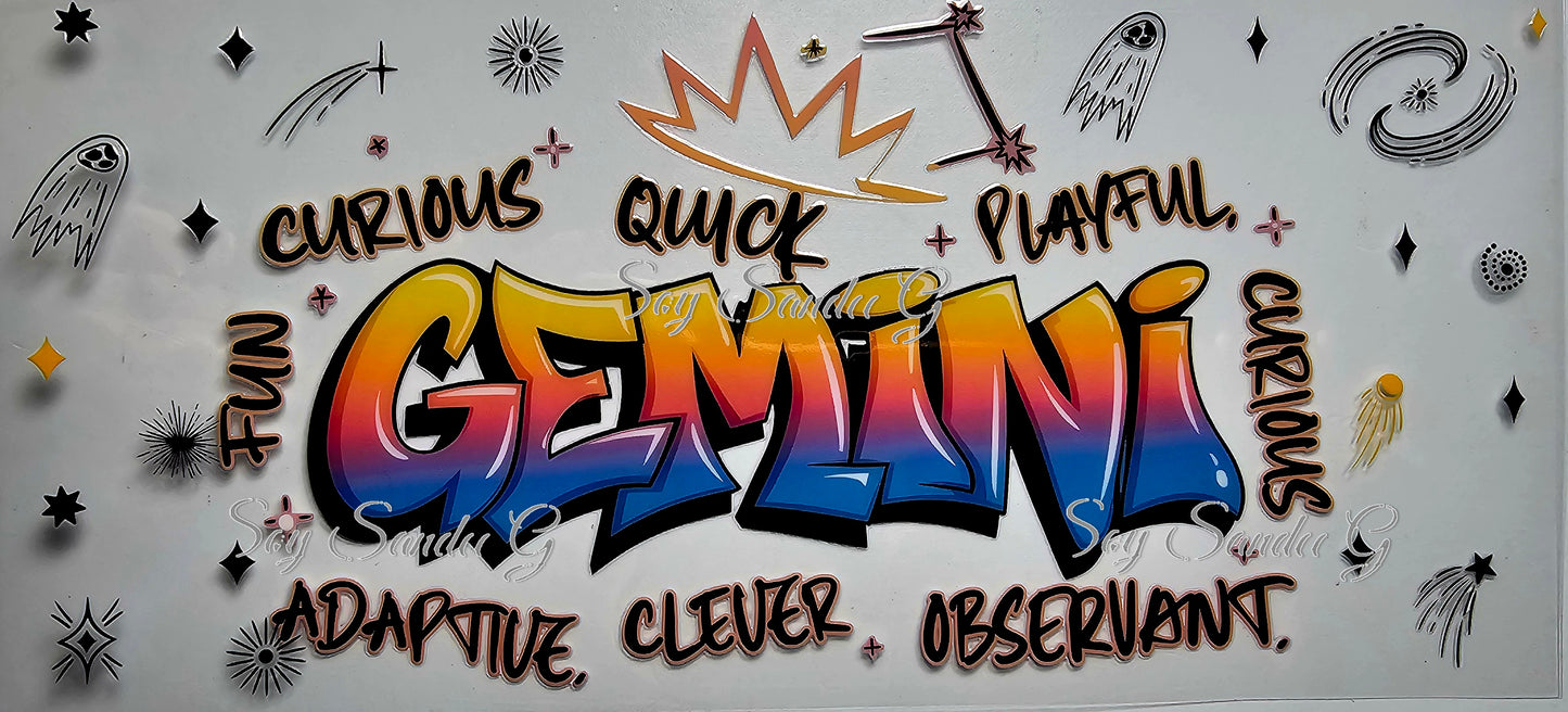 Graffiti Gemini - UVDTF Wrap for cups/hard surfaces sticker