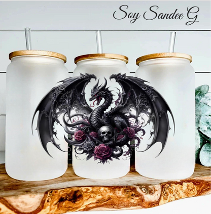 Black Dragon & Roses - UVDTF Decal for cups/hard surfaces sticker