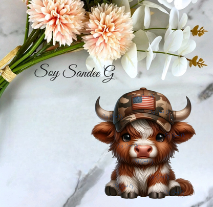 Calcomanía UVDTF de vaca patriótica