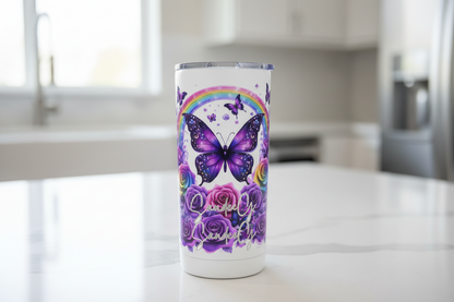 Purple Butterflies Rainbow - UVDTF wrap for cups/hard surfaces sticker