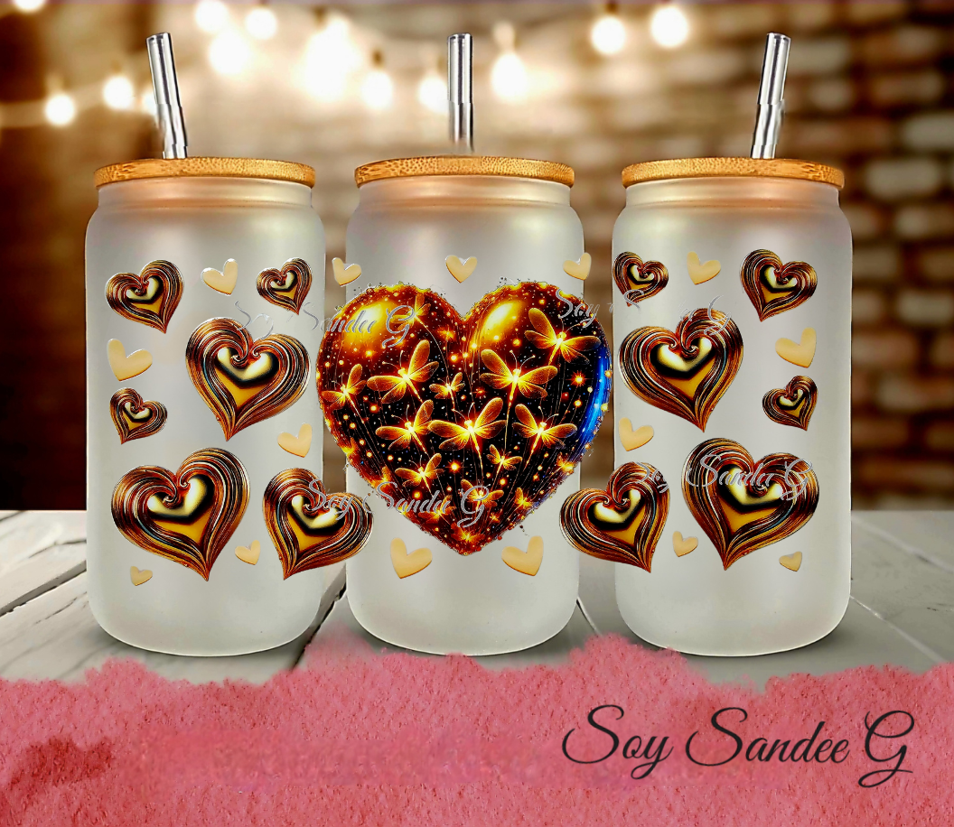 Golden Hearts - UVDTF Wrap for cups/hard surfaces sticker