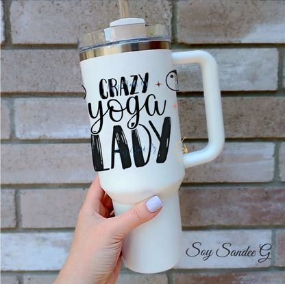 Crazy Yoga Lady - UVDTF Wrap for cups/hard surfaces sticker