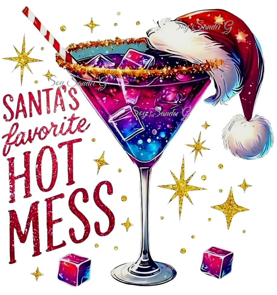 Santa's Favorite Hot Mess - UVDTF Decal for cups/hard surfaces sticker