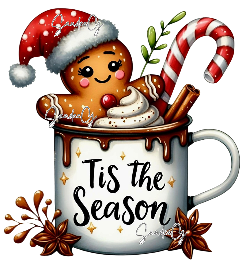Tis the Season Gingerbread Mug - UVDTF Decal for cups/hard surfaces sticker