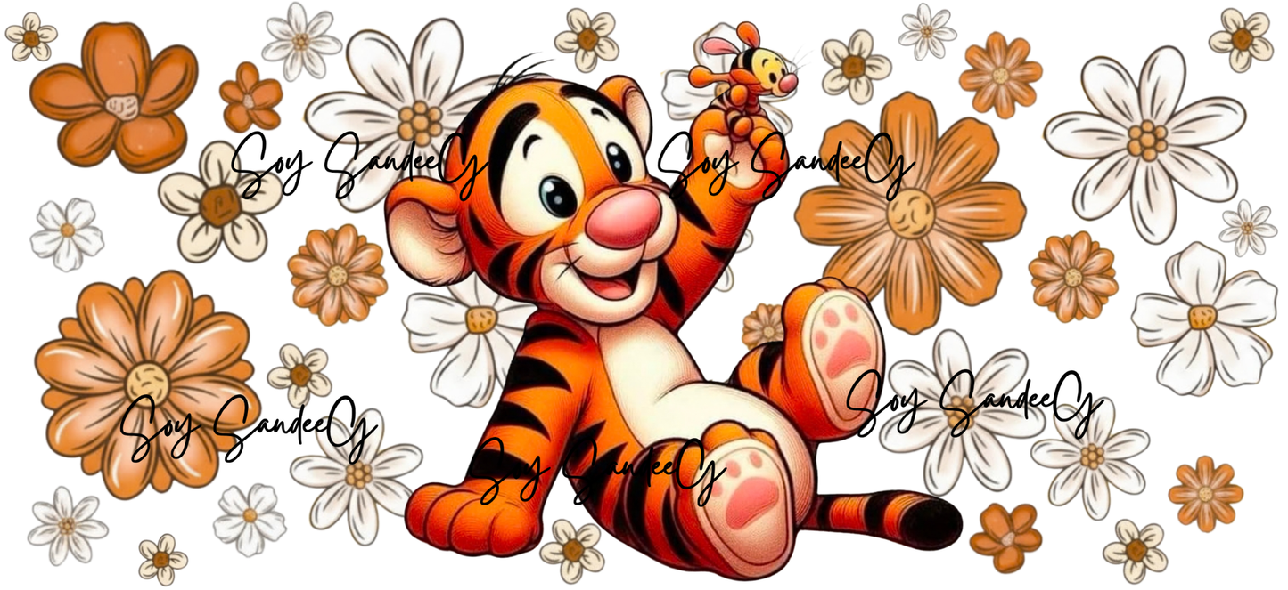 Flowered Tiger - UVDTF Wrap for cups/hard surfaces sticker