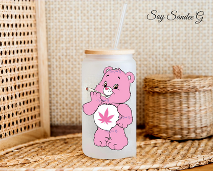 Pink Lit Care Bear - UVDTF Decal for cups/hard surfaces sticker
