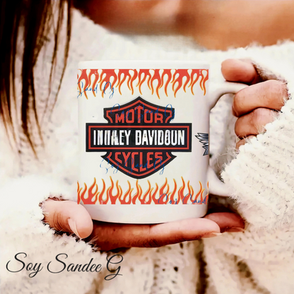 Motorcycle Logos Orange Flames - UVDTF Wrap for cups/hard surfaces sticker