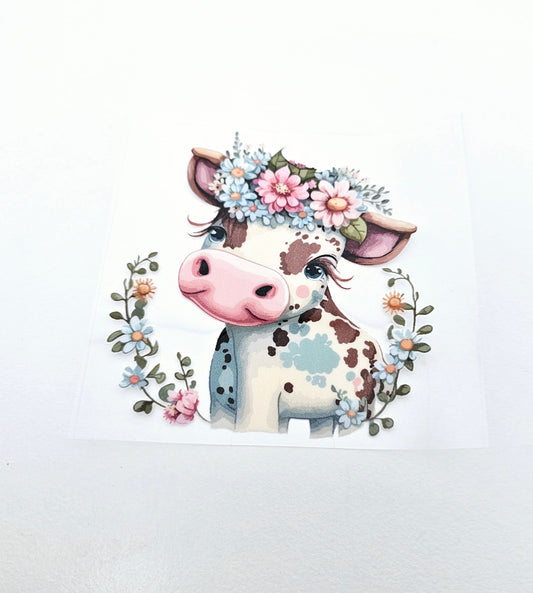 Flower Cow UVDTF Decal