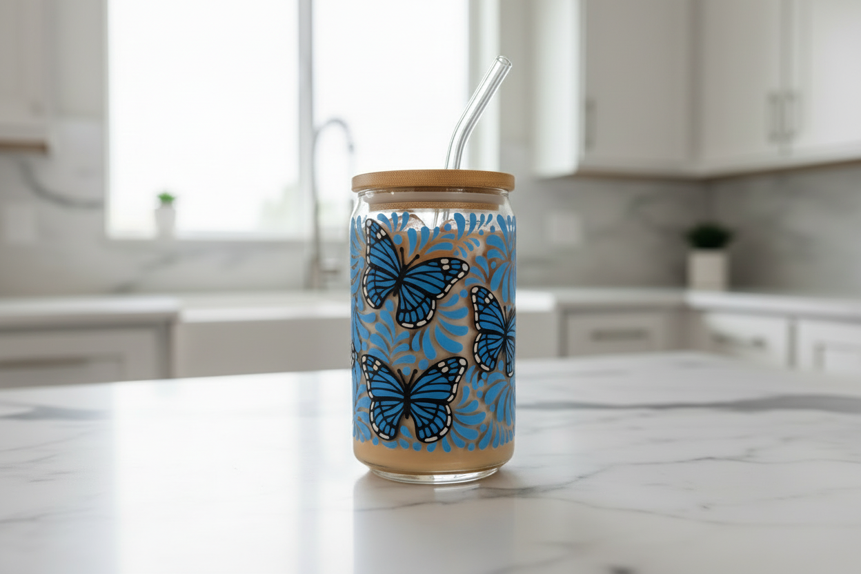 Blue Monarch Butterflies - UVDTF Wrap for cups/hard surfaces sticker