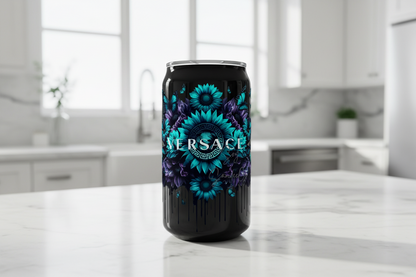 Versace Teal Flowers - UVDTF Decal for cups/hard surfaces sticker