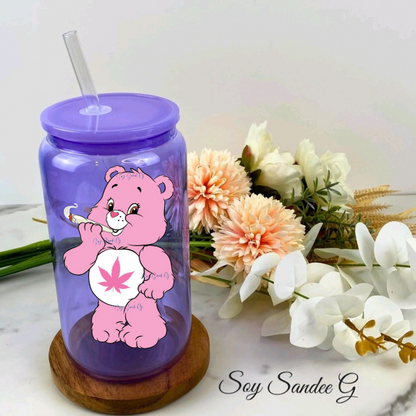 Pink Lit Care Bear - UVDTF Decal for cups/hard surfaces sticker