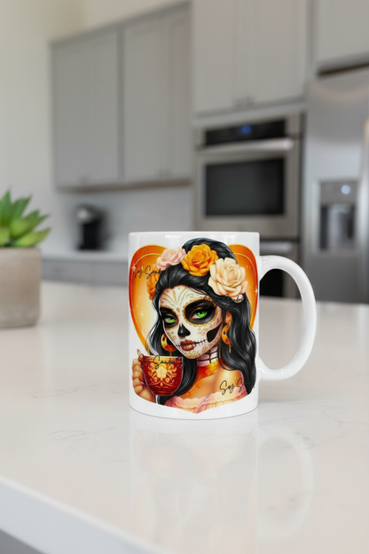 Orange Roses Skully - UVDTF Decal for cups/hard surfaces sticker