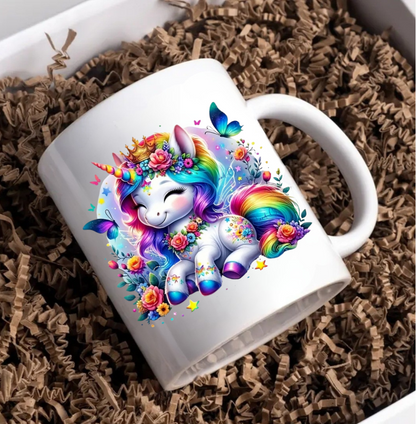 Cute Rainbowed Hair Unicorn - UVDTF Decal for cups/hard surfaces