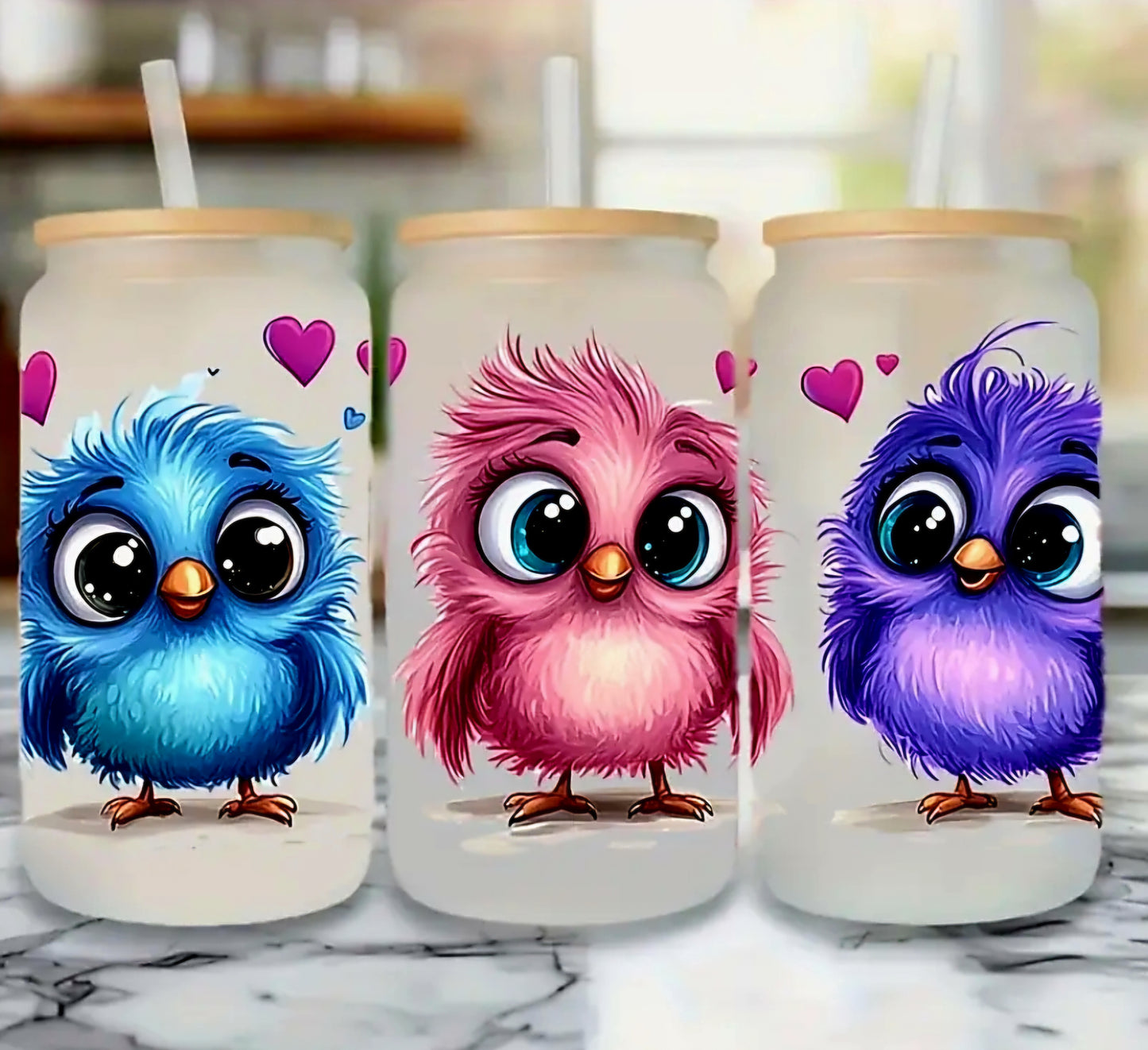 3 Cute Birdies - UVDTF Wrap for cups/hard surfaces sticker