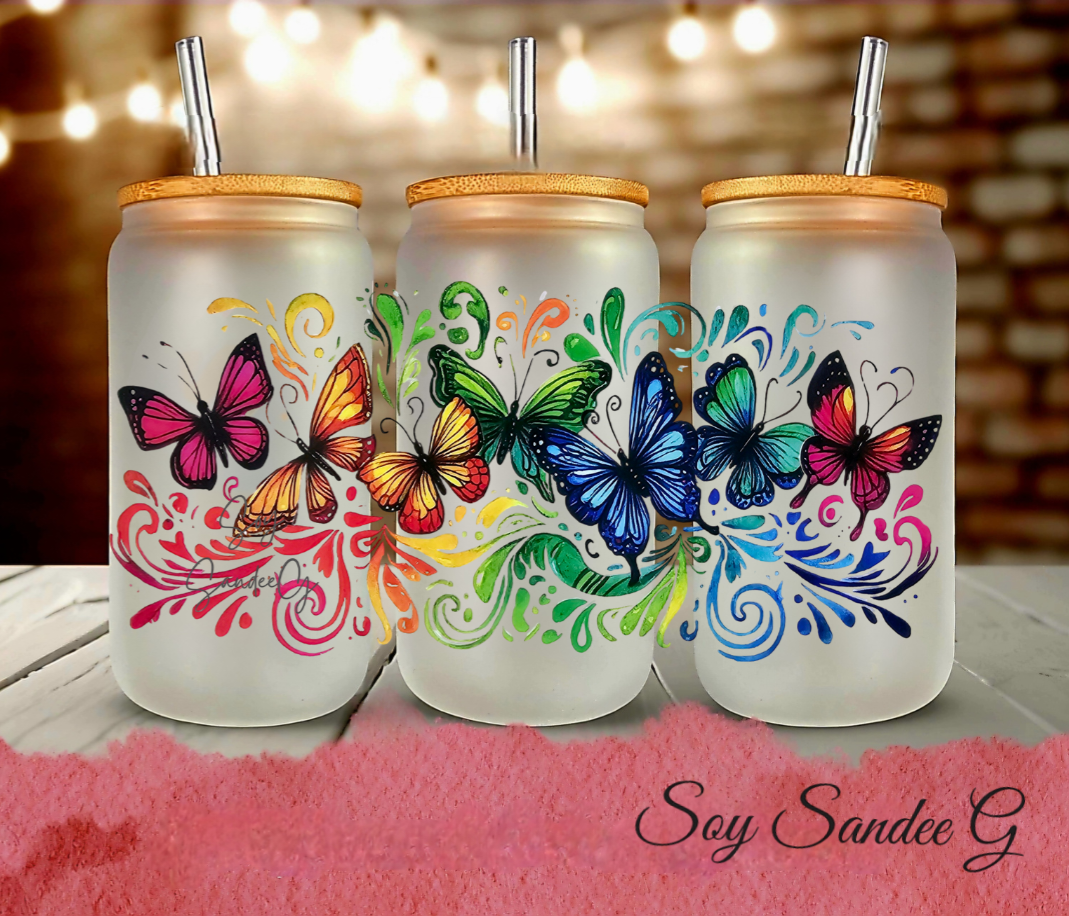 Envoltura UVDTF con mariposas de color azul oscuro