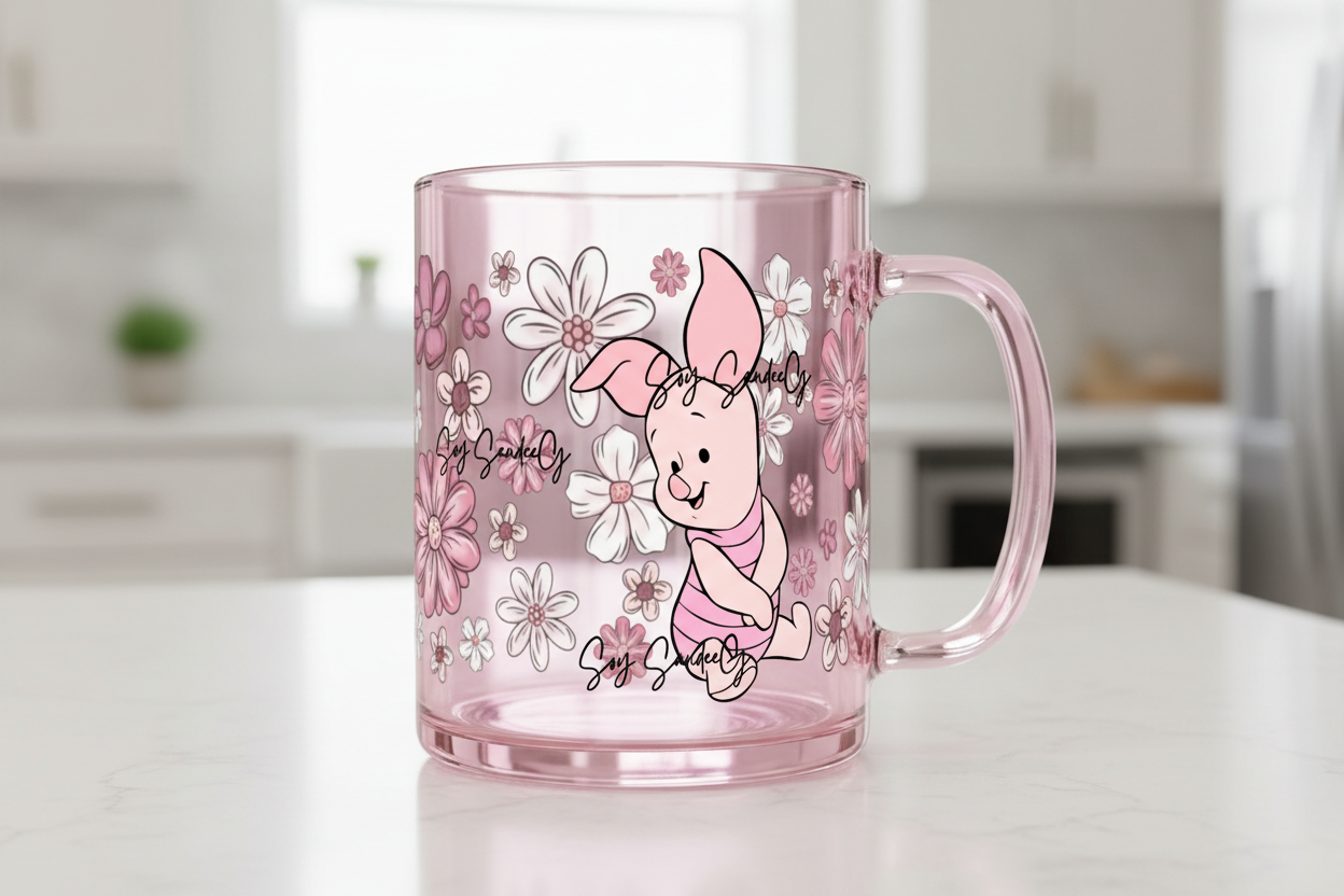 Flowered Piglet - UVDTF Wrap for cups/hard surfaces sticker