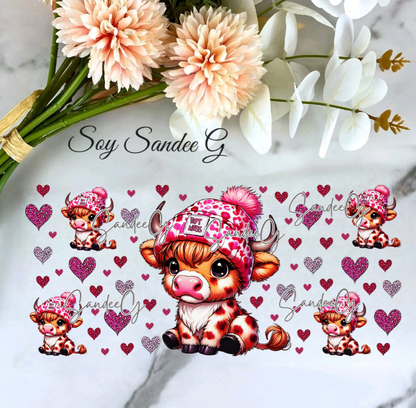 Baby Highland Hot Mess Pink Cow - UVDTF Wrap for cups/hard surfaces sticker