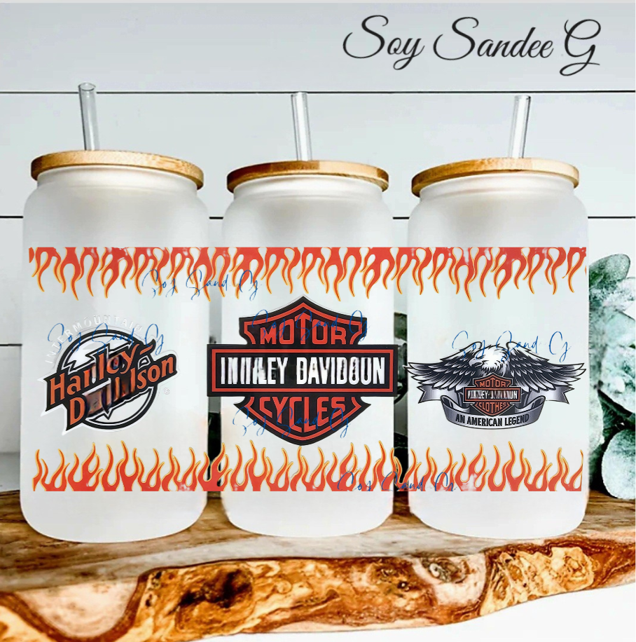 Motorcycle Logos Orange Flames - UVDTF Wrap for cups/hard surfaces sticker