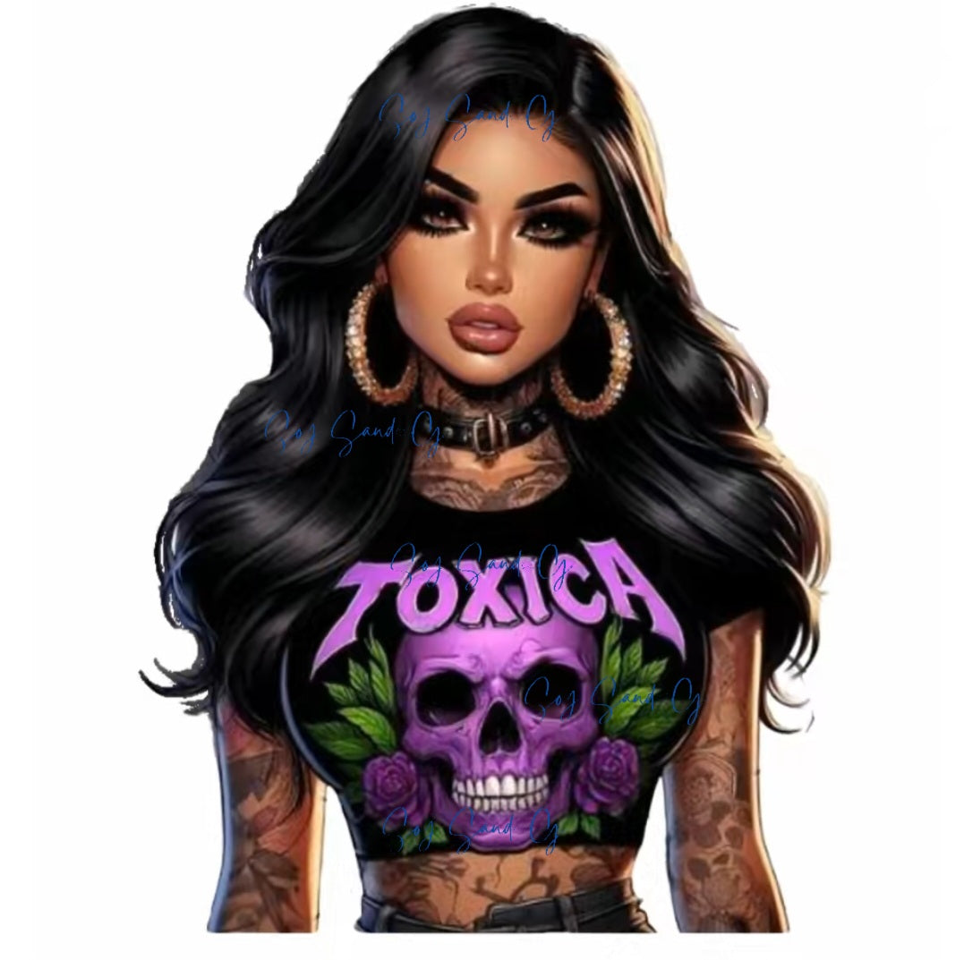 Latina Tóxica Purple Skull - UVDTF Decal for cups/hard surfaces sticker