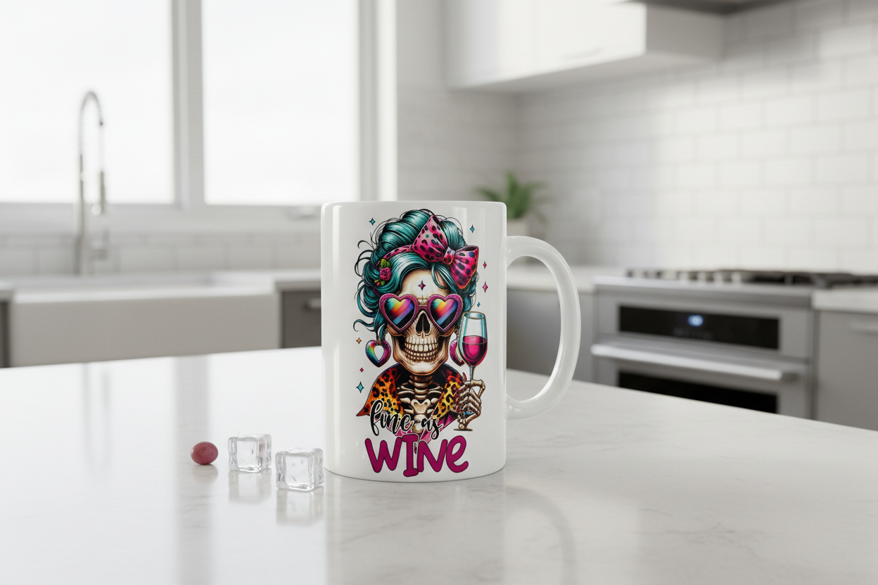 Fine as Wine Skeleton - UVDTF Decal for cups/hard surfaces sticker