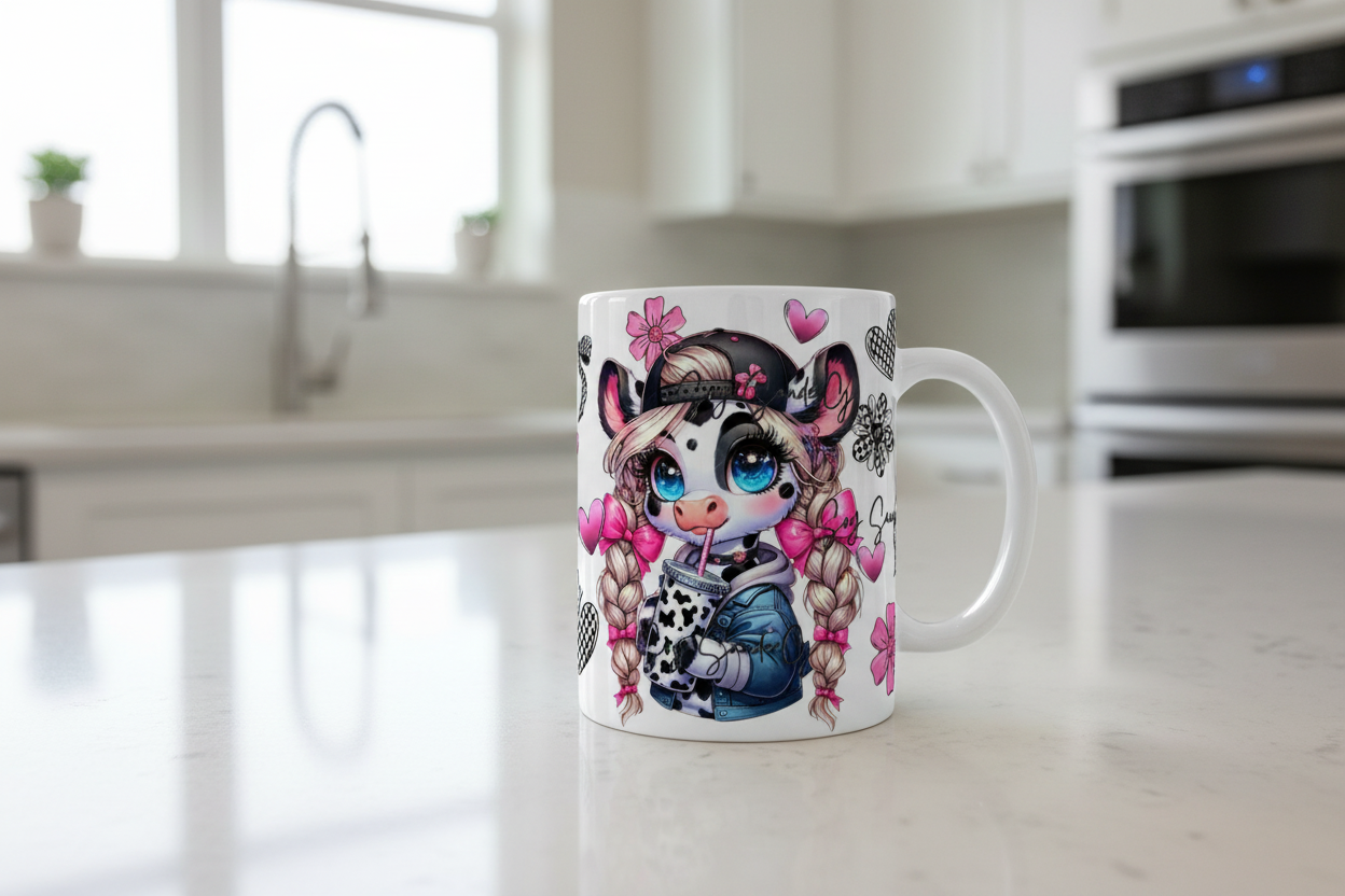 Highland Cow Pink - UVDTF Wrap for cups/hard surfaces sticker