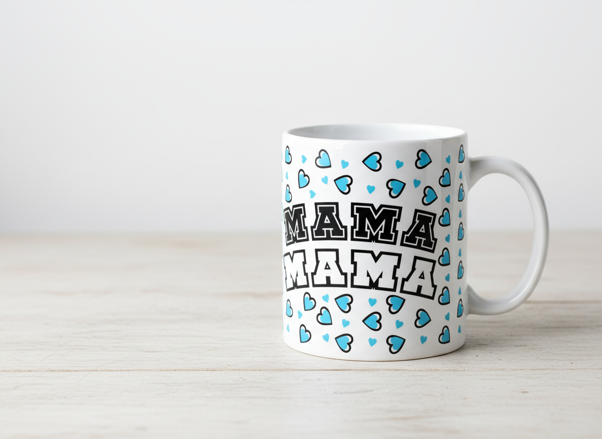 Mama Blue Hearts - UVDTF Wrap for cups/hard surfaces sticker