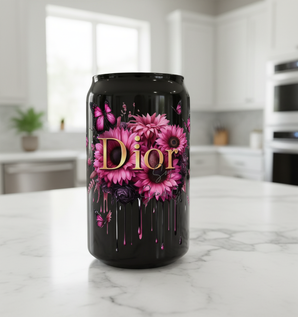 Dior Pink Flowers - UVDTF Decal for cups/hard surfaces sticker