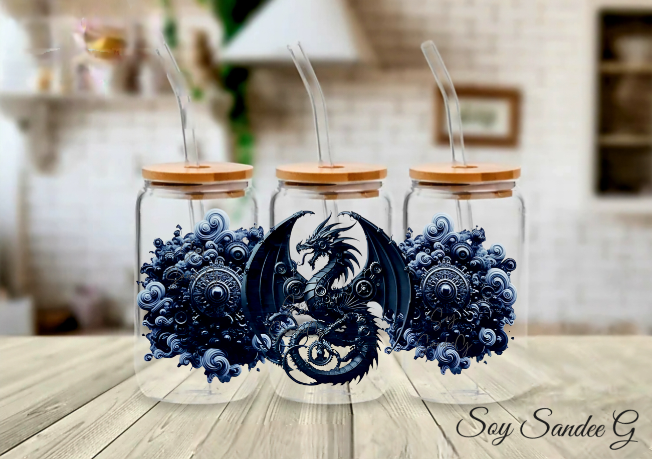 Blue Metallic Dragon - UVDTF Wrap for cups/hard surfaces sticker